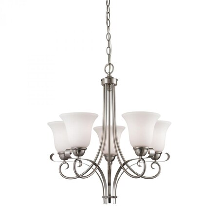 Thomas Brighton 5-Light Chandelier in Brushed Nickel with White Glass 1005CH/20
